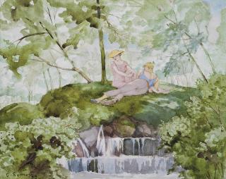 Konstantin Somov - Lovers in a landscape