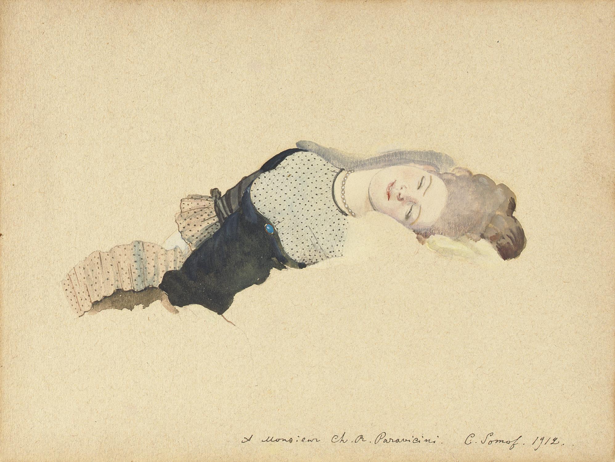 Konstantin Somov - Study of a sleeping lady