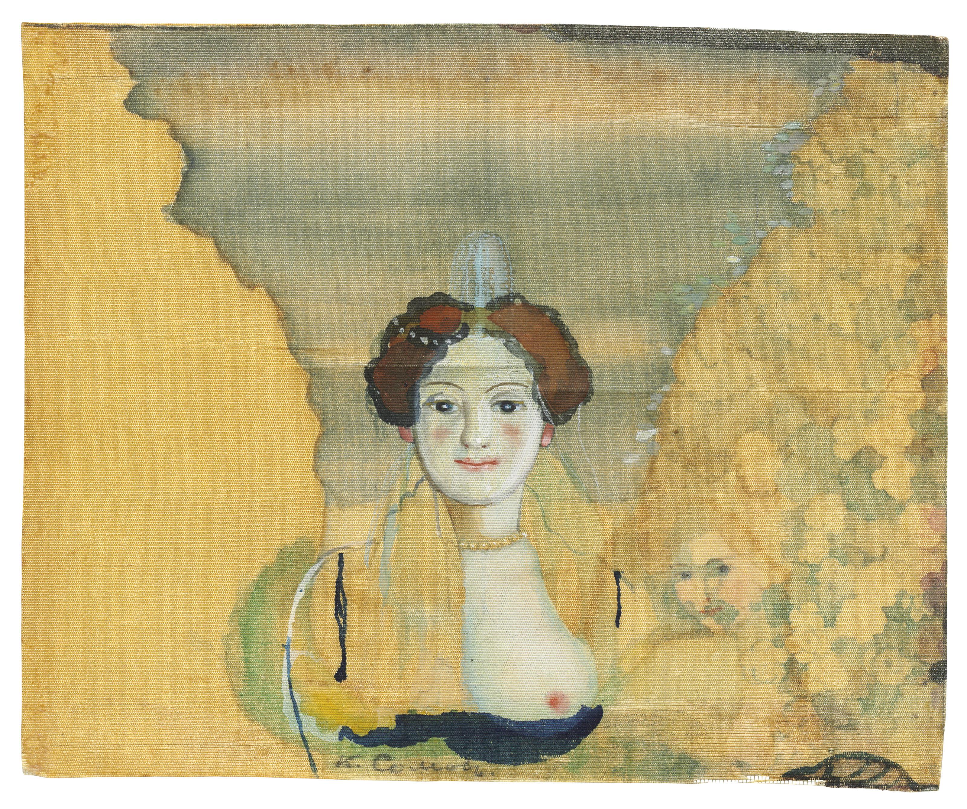 Konstantin Somov - Young lady with a garden beyond