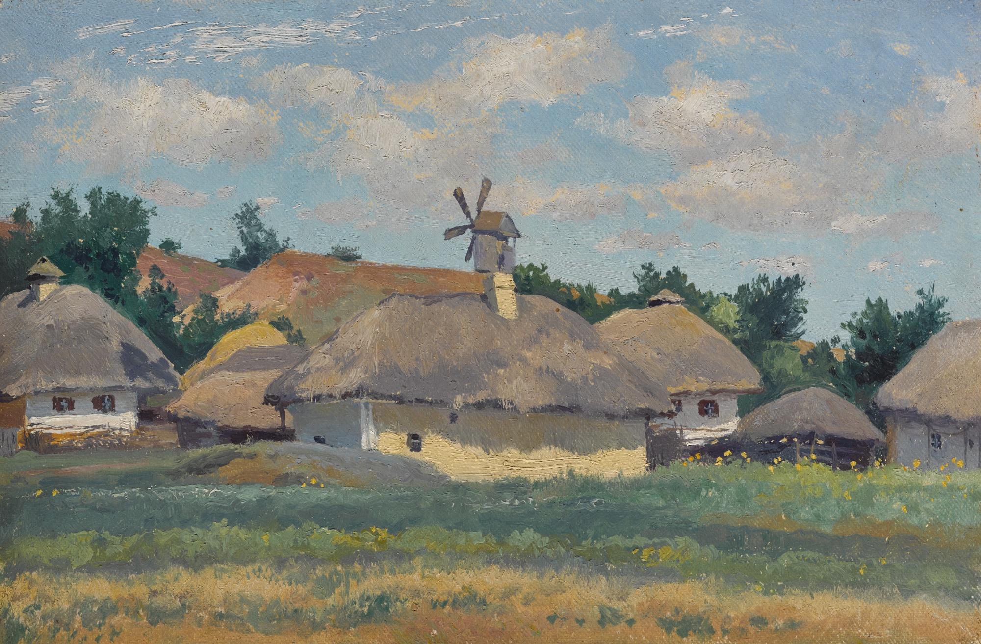 Konstantin Yakovlevich Kryzhitsky - Ukrainian Landscape With Huts