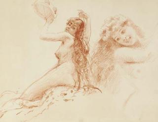 Konstantin Yegorovich Makovsky - Study of A Girl With A Tambourine; Also A Study of A Reclining Nude; And A Study of A Dancing Nude