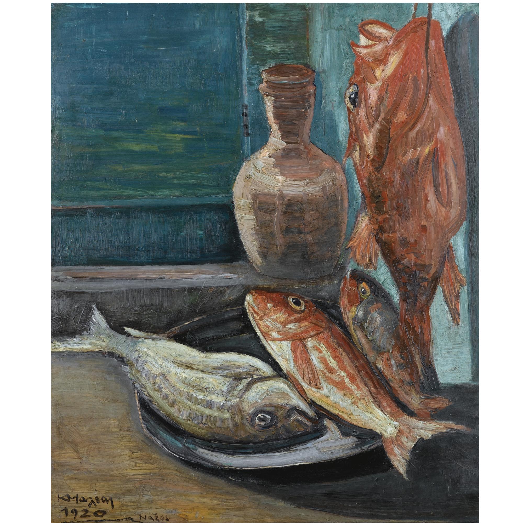 Konstantinos Maleas - Greek Still Life With Red Snapper, Naxos