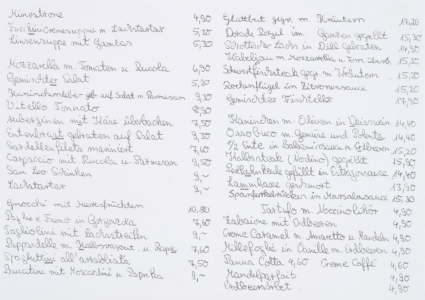 Kris Martin - Menü \'Veni Vidi Vici\'.