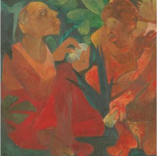 Krishen Khanna - Card Players In A Forest