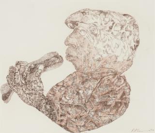 Krishen Khanna - Untitled (Man Eating Hotdog)