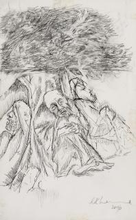 Krishen Khanna - Untitled (Men Under a Tree)