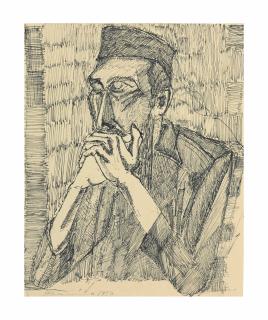 Krishen Khanna - Untitled (Portrait of Husain)