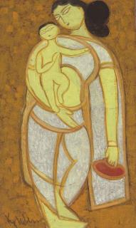 Krishna Shamrao Kulkarni - Untitled (Mother and Child)