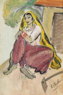 Krishna Shamrao Kulkarni - Untitled (Seated Woman)