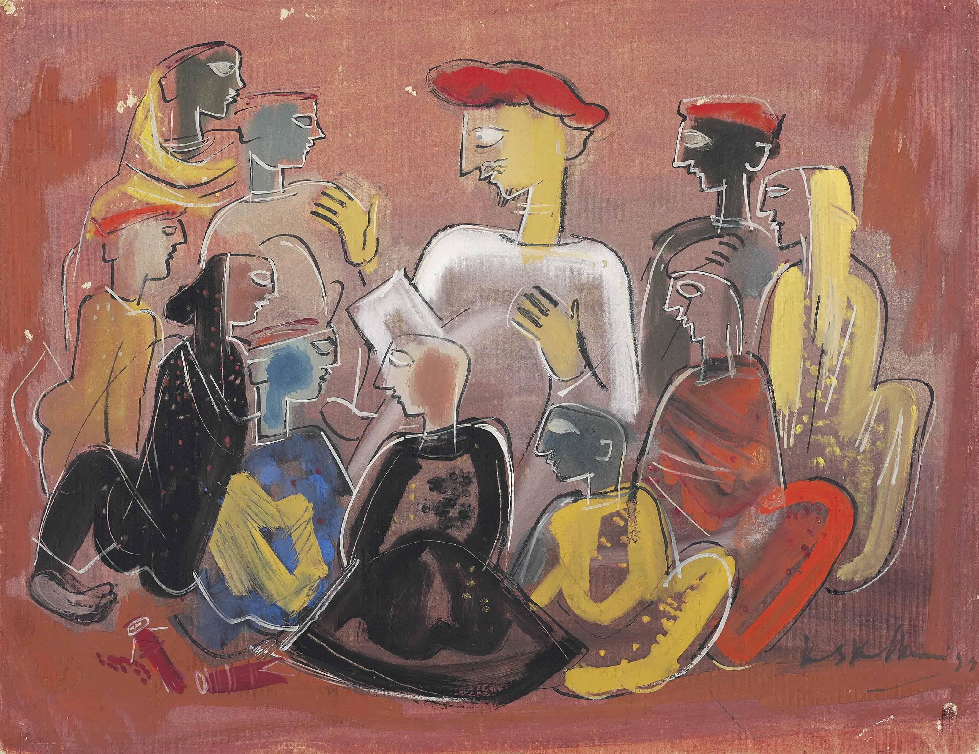 Krishna Shamrao Kulkarni - Untitled (The Storyteller)