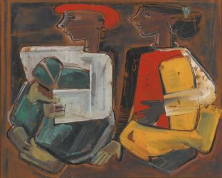 Krishna Shamrao Kulkarni - Untitled (Two Figures)