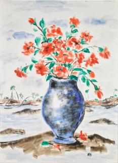 Krishnaji Howlaji Ara - Untitled (Flowers in a Seascape)