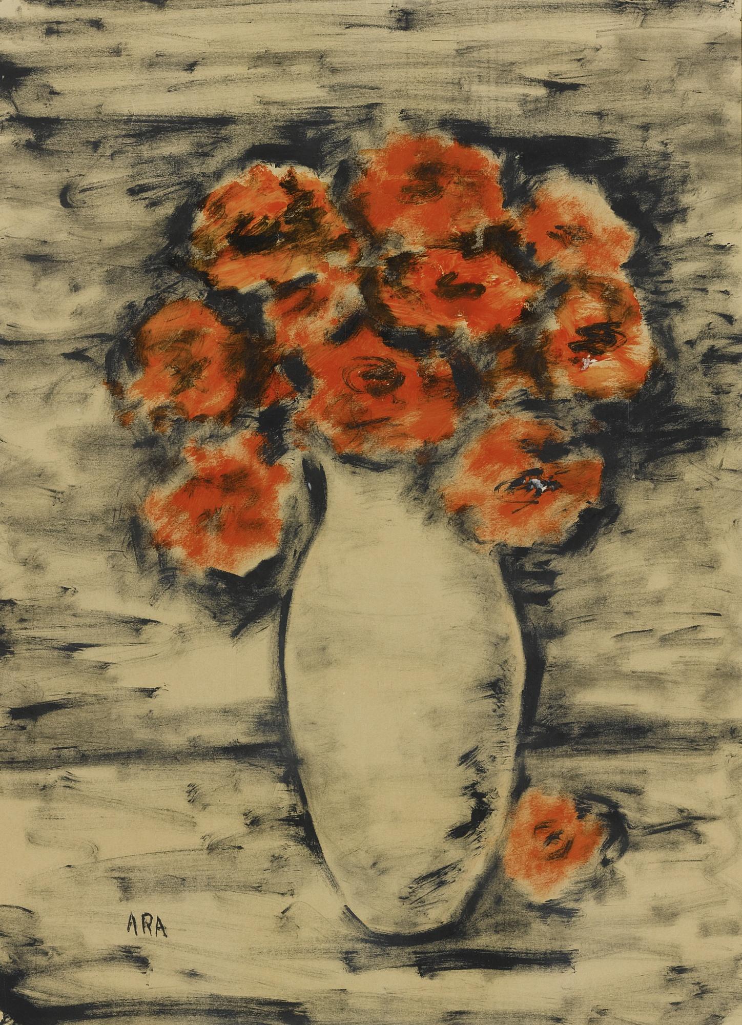 Krishnaji Howlaji Ara - Untitled (Vase With Red Flowers)
