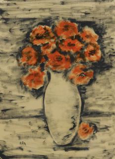 Krishnaji Howlaji Ara - Untitled (Vase With Red Flowers)