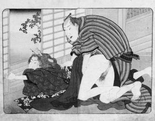 Kuniyoshi - a shunga print in two parts