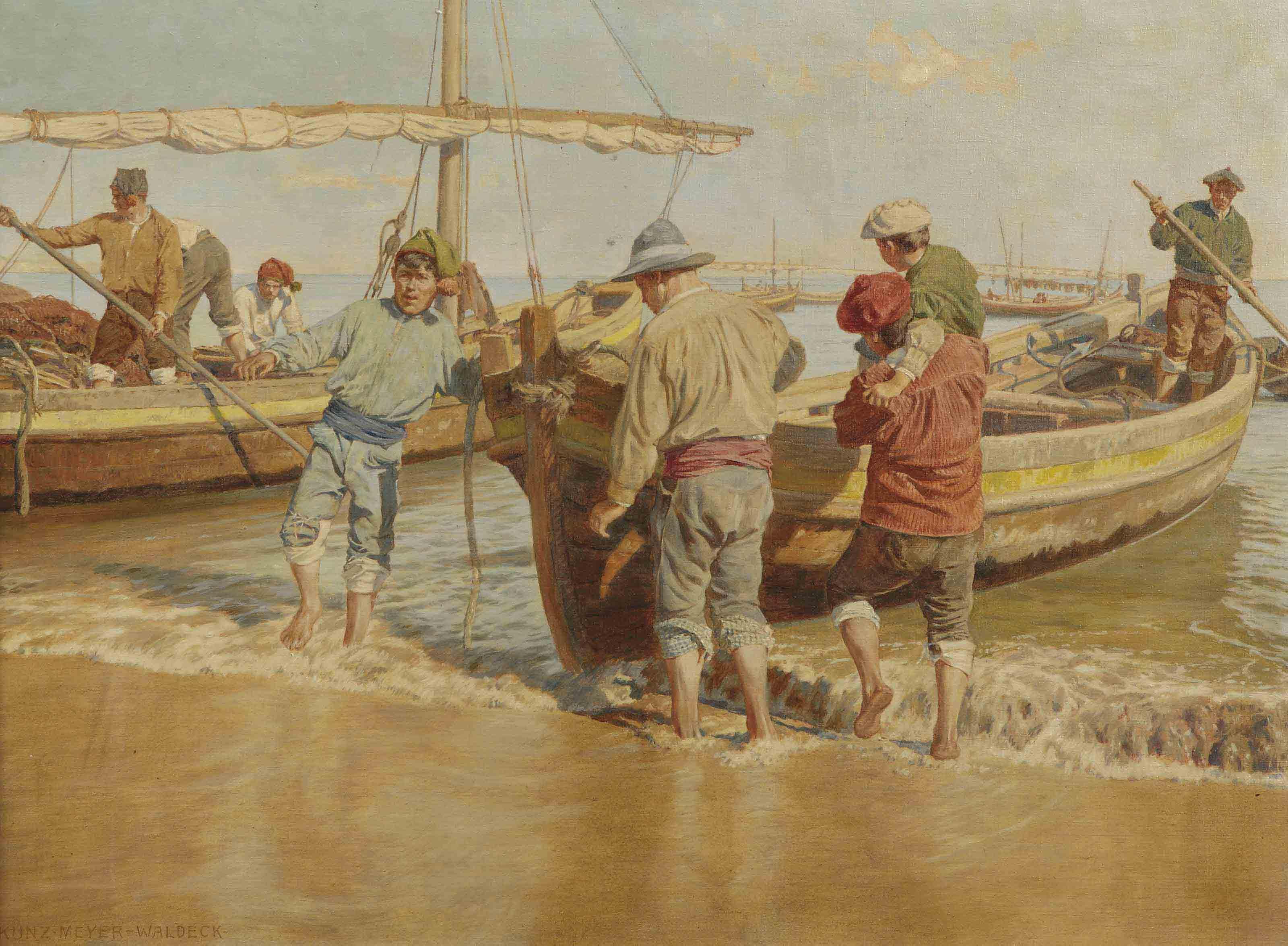 Kunz Meyer-Waldeck - The fishermen returning home to the beach