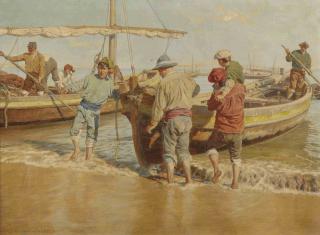 Kunz Meyer-Waldeck - The fishermen returning home to the beach
