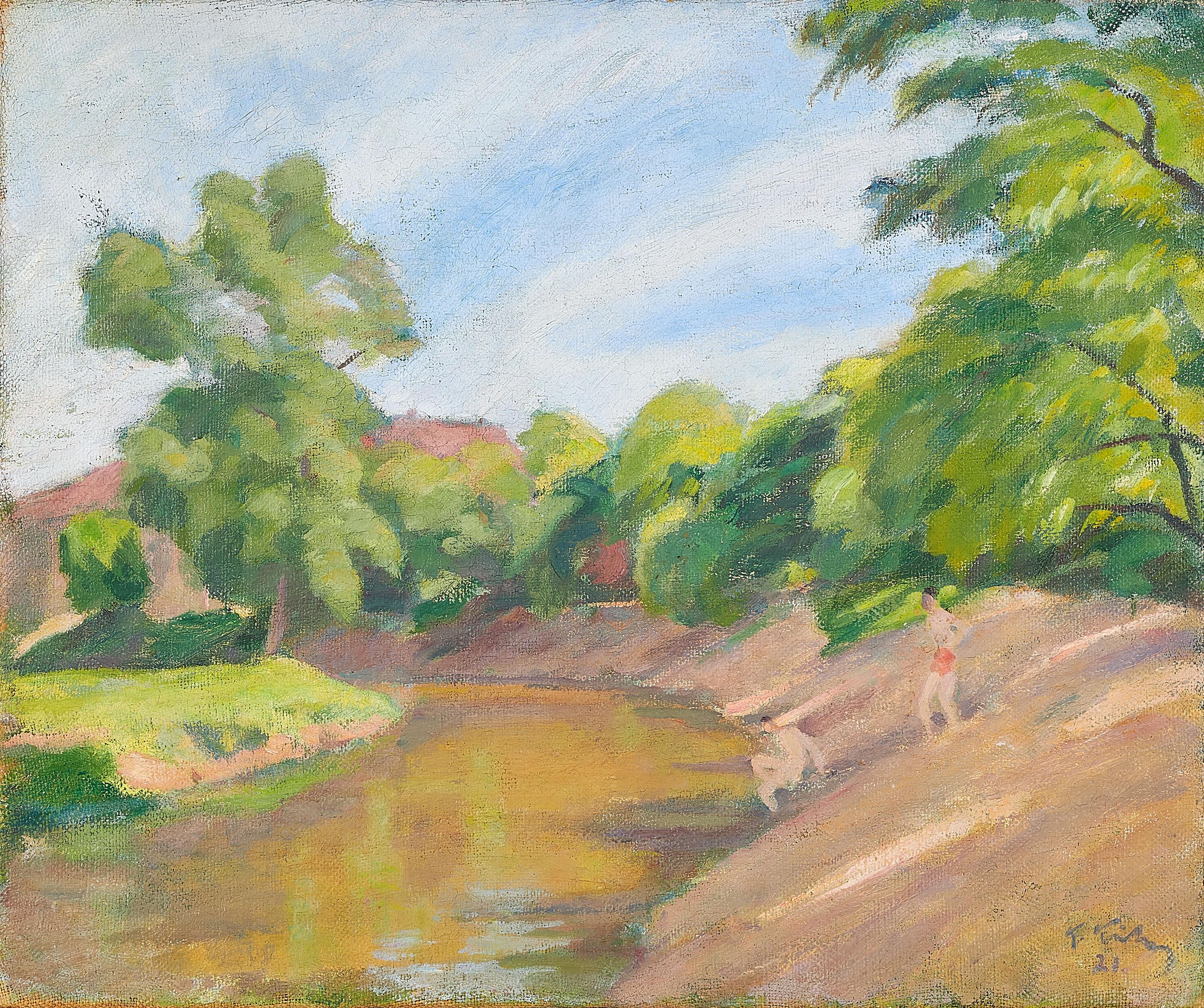 Kurt Kühn - Badende am Waldbach.