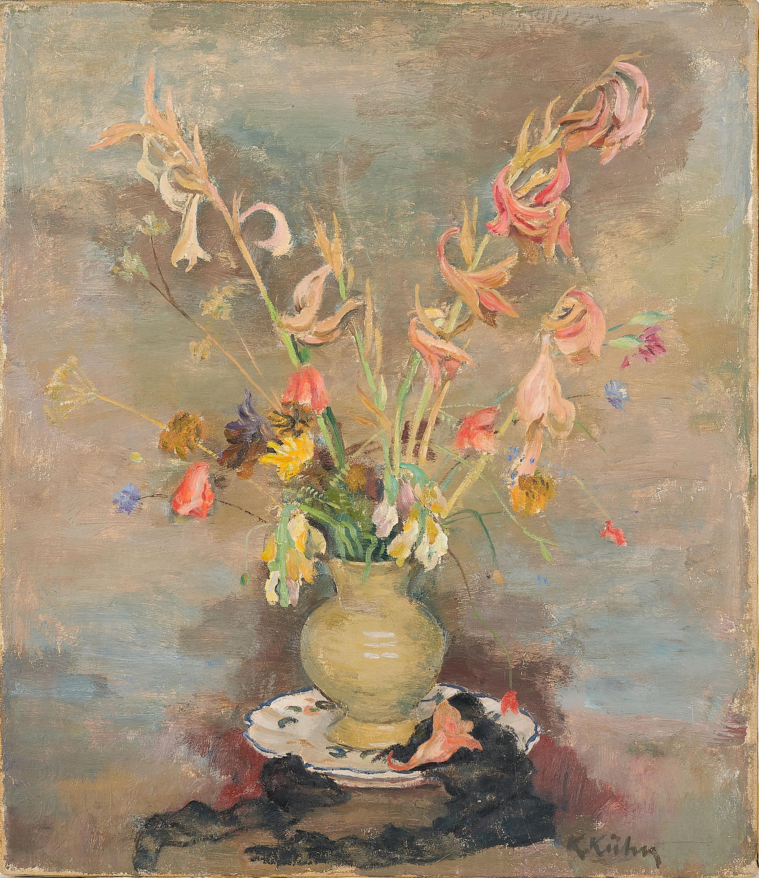 Kurt Kühn - Stillleben mit Sommerblumen in einer Vase.