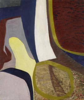 Kurt Schwitters - Ohne Titel (Abstraktes Bild Mit Ockerfarbenem Kreis) (Untitled (Abstract Painting With Ochre Circle))