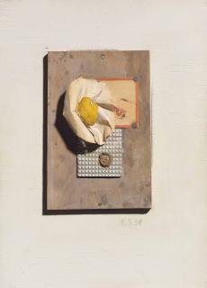 Kurt Schwitters - Ohne Titel (Kleines Merzbild mit Papierblume)