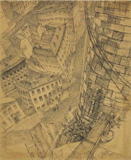 Kuzma Petrov-Vodkin - Street View From A Roof
