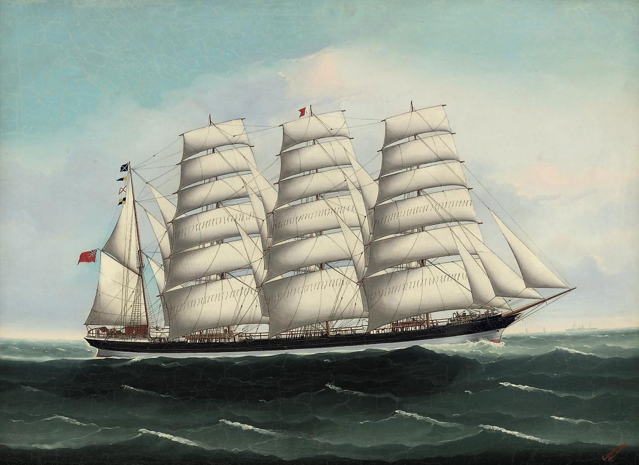 Kwong Sang - The British four-masted barque Eulomene at sea under full sail