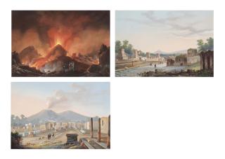 La Pira - Strada De Sepolcri A Pompeii; Tempio Di Giove Con Eruzione; And Cratere Del 1850