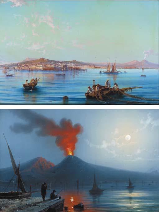La Pira - The Bay of Naples; and Vesuvius erupting