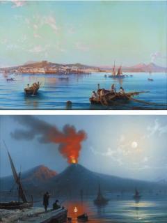 La Pira - The Bay of Naples; and Vesuvius erupting