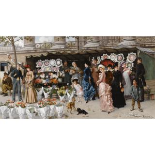 Ladislaus Bakalowicz - Polish a Flower Market At La Madeleine, Paris