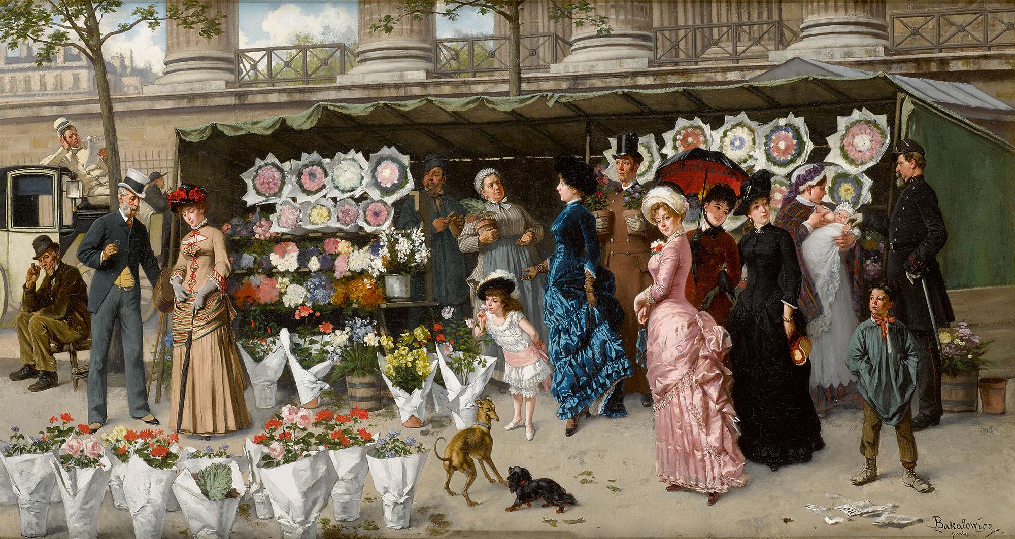 Ladislaus Bakalowicz - Polish a Flower Market At La Madeleine, Paris