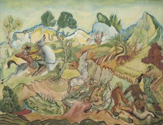 Lado Gudiashvili - King Rostevan And Avtandil Hunting