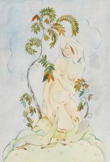 Lado Gudiashvili - Nude With Fawns