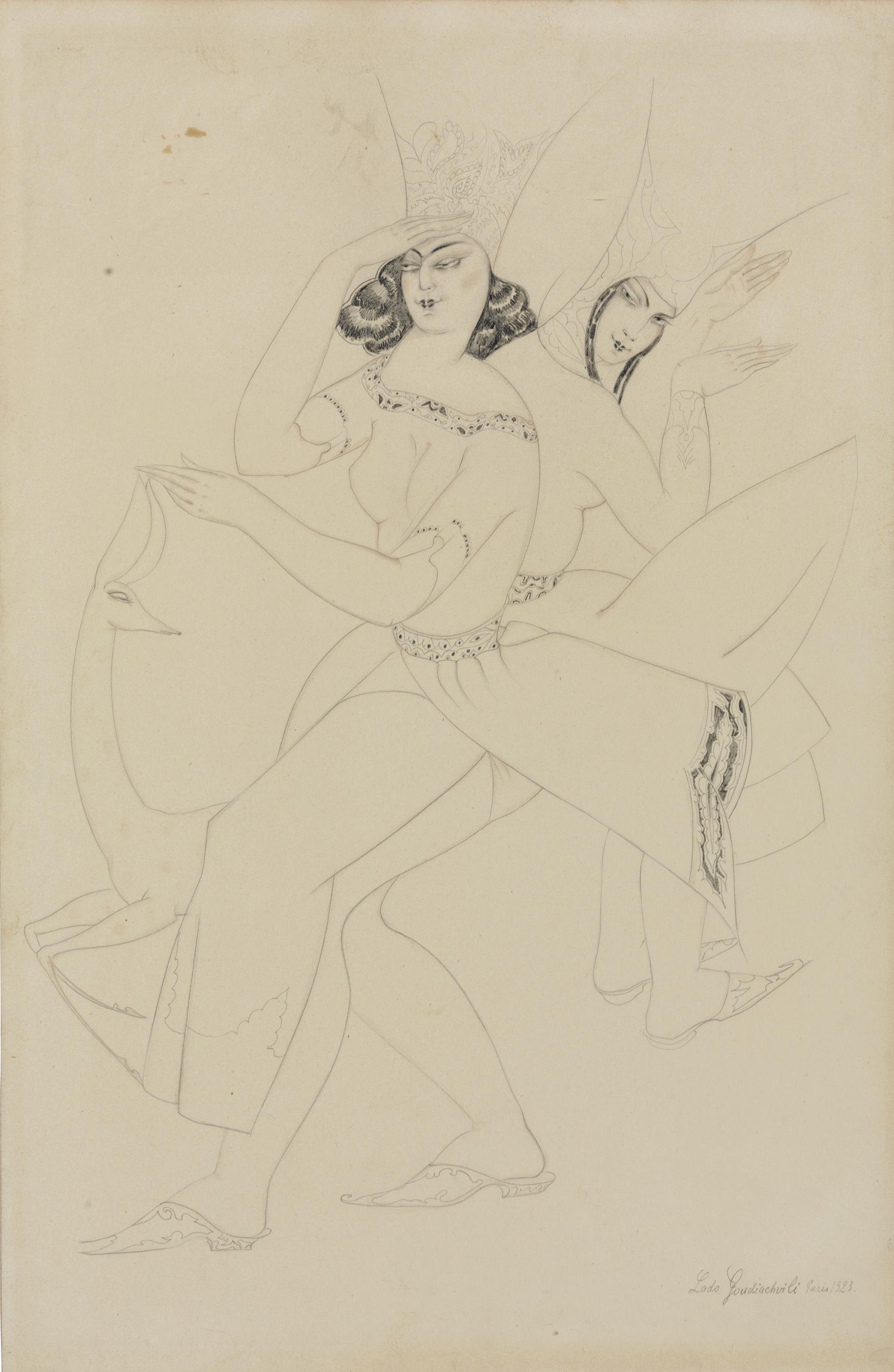 Lado Gudiashvili - Two dancers with a doe