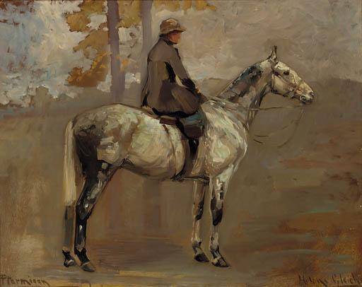 Lady Helena Gleichen - Ptarmigan A Grey Hunter With Blanche Buxton Up