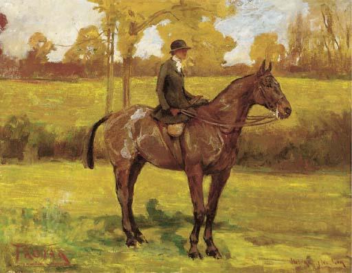 Lady Helena Gleichen - Trojan a bay hunter with a lady riding side saddle