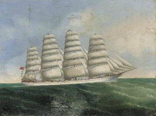 Lai Fong of Calcutta - A British four-masted barque under full sail