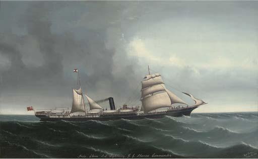 Lai Fong of Calcutta - The Indo-China Steamship Lightning Under Sail And Steam