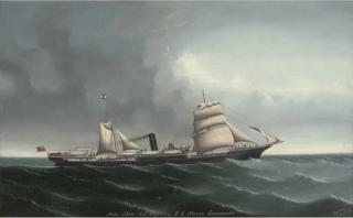 Lai Fong of Calcutta - The Indo-China Steamship Lightning Under Sail And Steam