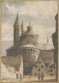 Lambert Doomer - The Sankt Aposteln Basilica, Cologne, Seen From The North (Recto); A Partial Study Of The Same (Verso)