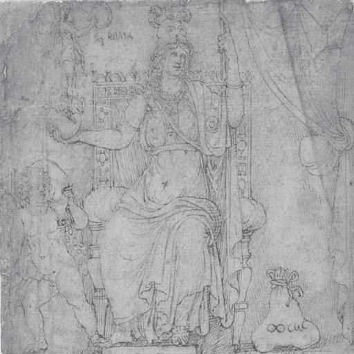 Lambert Lombard - Allégorie de Rome assise sur un trône entourée de richesses