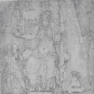 Lambert Lombard - Allégorie de Rome assise sur un trône entourée de richesses