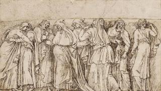 Lambert Lombard - Design For A Relief, Possibly Showing Anne And Joachim At The Golden Gate