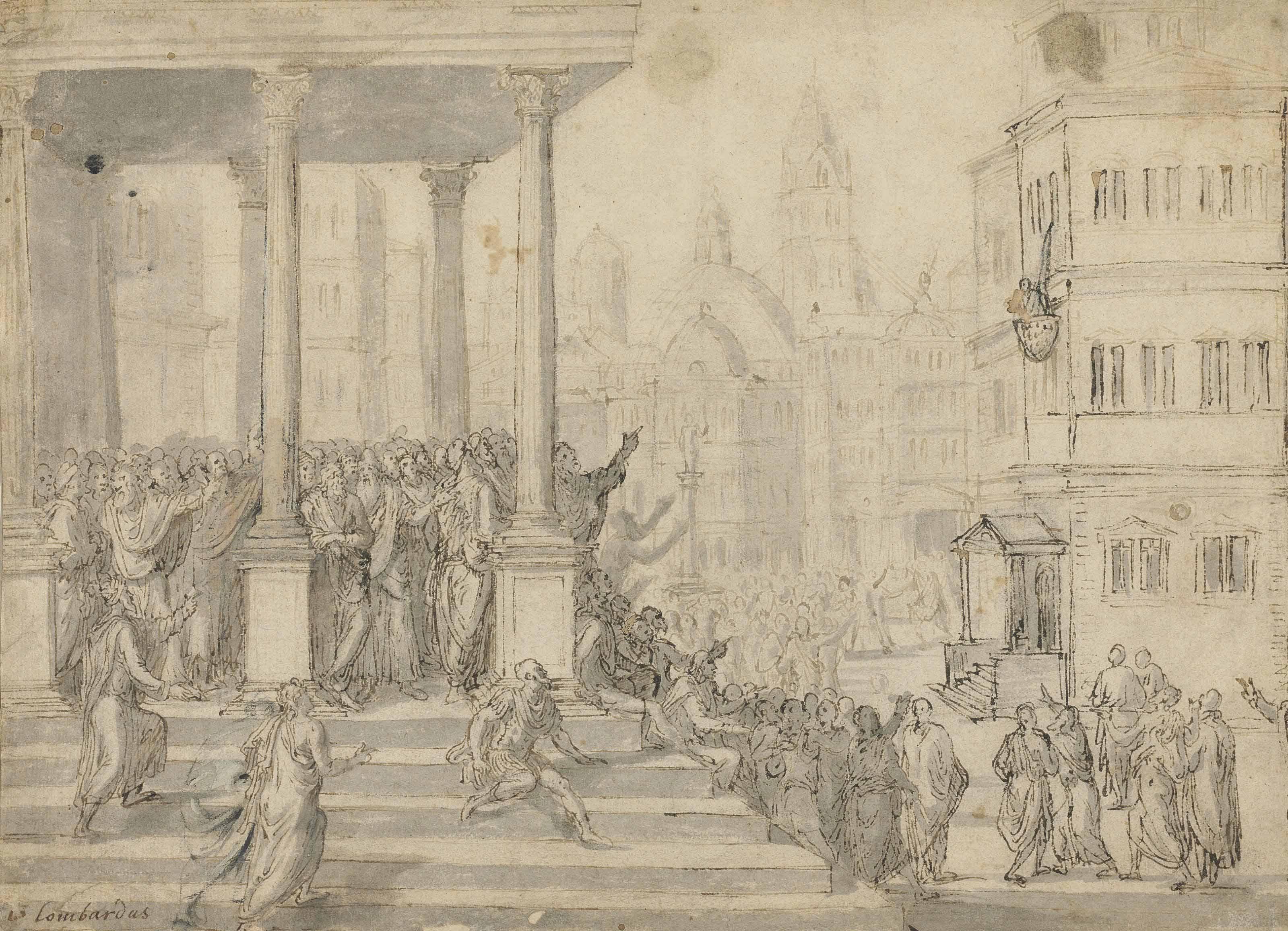 Lambert Lombard - The Poet Virgil Suspended In A Basket