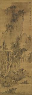 Lan Ying - Scholar Walking on a Bridge