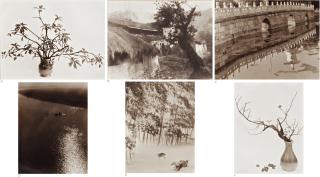 Lang Jingshan - A: The Study; B: Mountain Village; C: The Bridge; D: Water Reflection; E: The Deer; F: Spring Time [Six Works]