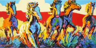 Larry Pirnie - Horse Herd 24 x 48 in. framed 34 x 58 in.