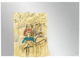 Larry Rivers - Study For Elimination Of Nostalgiapastel And Pencil On Paper Mounted On Cadapak Mounted On Wood. Executed In 1970.