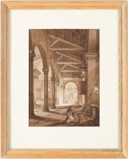 Lars Jacob von Röök - Interiör av det högra sidoskeppet i Santa Sabina Basilikan i RomInskriberad ´L´Eglise de Sta Sabina sur le mont Aventin´